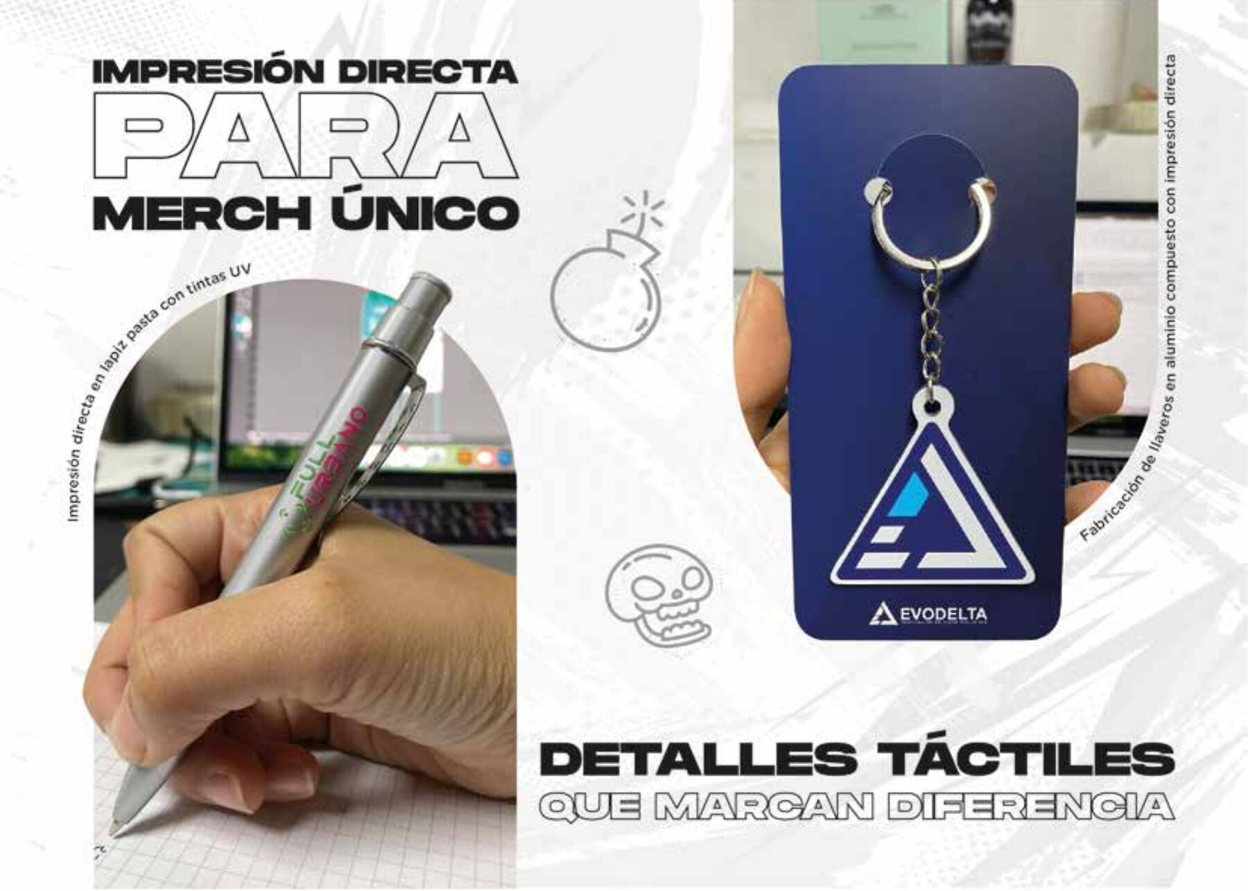 Impresión directa en lápices y llaveros de aluminio