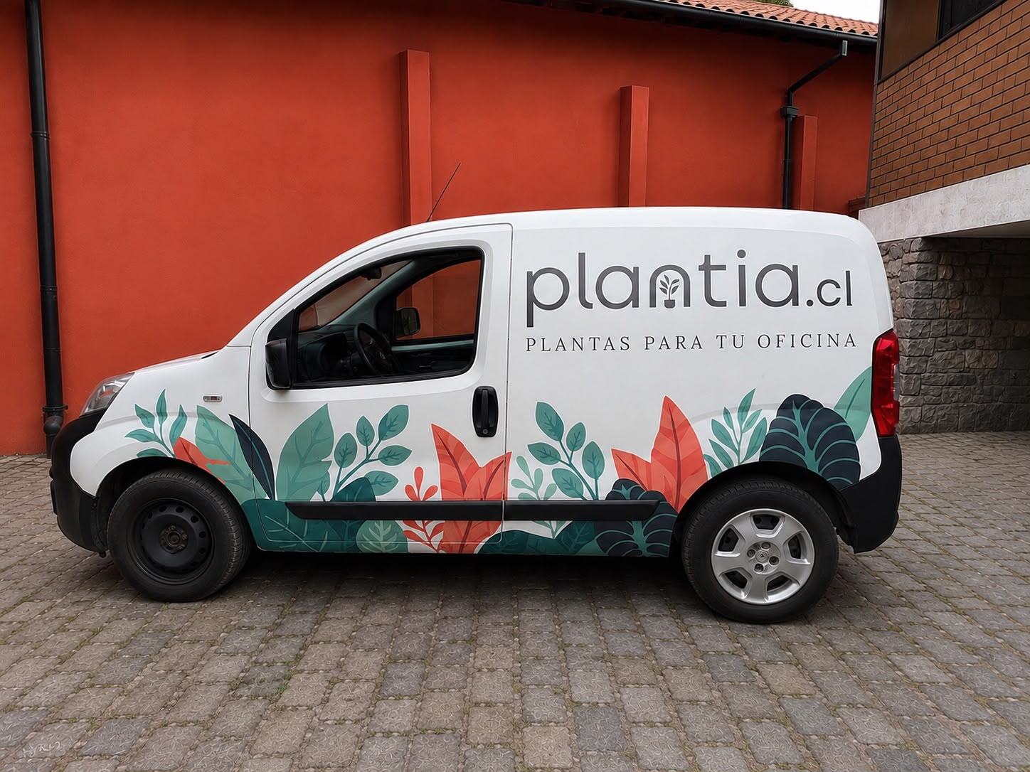 Van Plantia.cl — rotulación con ilustración botánica