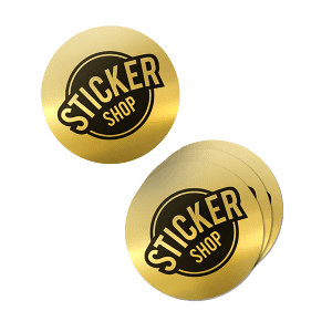 Stickers Premium 6 x 6 Adhesivo dorado - Pack 240 unidades.