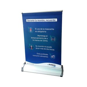 mini pendon roller azul con estructura