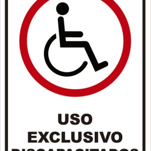 Señalética vial - Uso exclusivos discapacitados - Medidas 60 cm alto x 40 cm de ancho