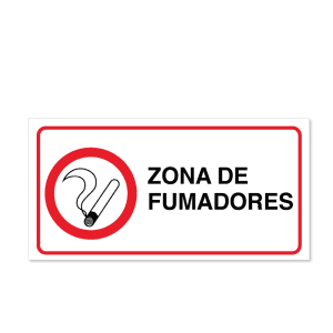 Señalética para edificios, empresas e instituciones - "Área fumadores" - Medidas 20 cm alto x 40 cm de ancho